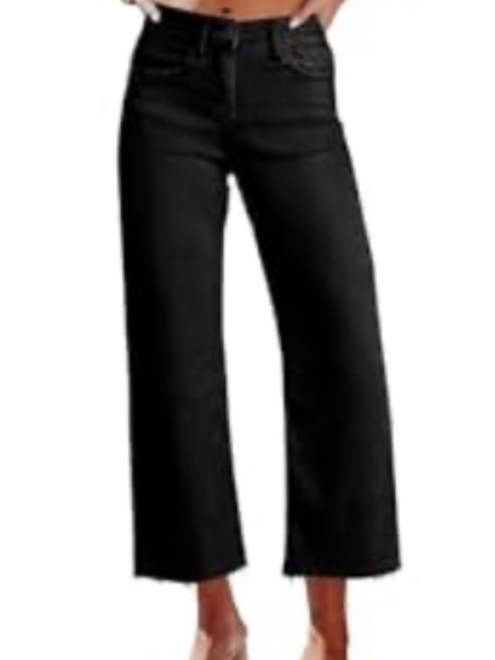 Black Wide Leg Women Jeans - Classic High-Rise